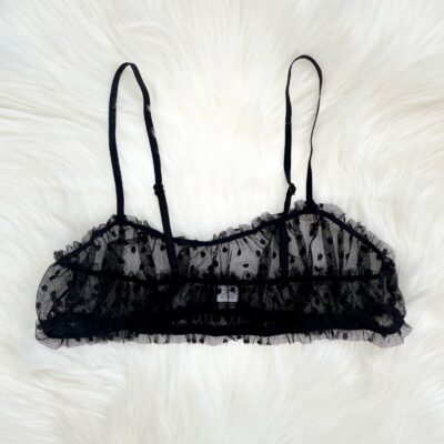 Coucou Lola Chiffon and Mesh Tie Bralette By Only Hearts in Black - S - XL