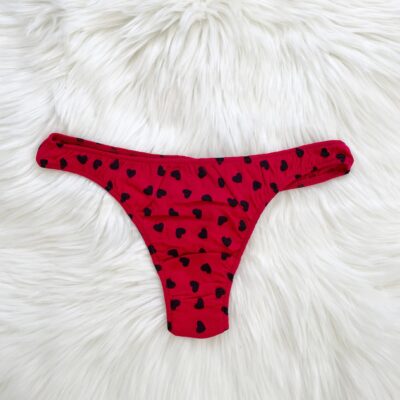 only hearts organic cotton thong in red hearts print