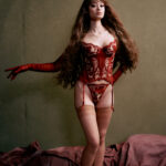 Kilo Brava ruby wine embroidered lace merrywidow and g-string panty set