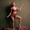 Kilo Brava ruby wine embroidered lace bralette and tap shorts set