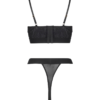 kilo brava Black Lace Triangle Bralette in black wing stretch lace and matching garter belt and thong