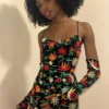 model wears the only hearts carmen underwire embroidered velvet slip dress