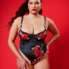 model wears the kilo brava rose appliqué underwire bodysuit