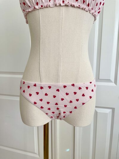 only hearts organic cotton french bikini in pink hearts print (on dress form)