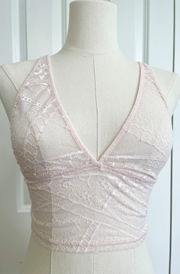 only hearts calais lace longline bralette in petal pink lace