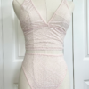 only hearts calais lace longline bralette and high cut brief in petal pink lace