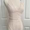 only hearts calais lace longline bralette and high cut brief in petal pink lace