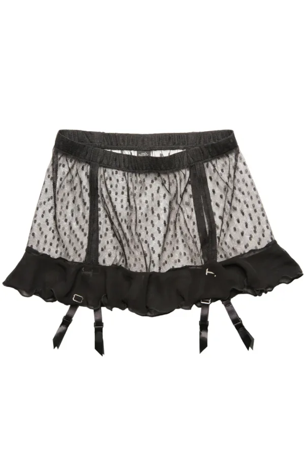 a flatlay image of the only hearts coucou lola mini garter skirt