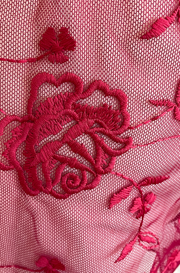 close up of the Rosalia embroidered mesh by Only Hearts