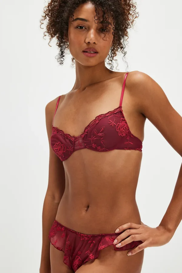 model wears The Rosalia underwire bra by Only Hearts and the butterfly panties