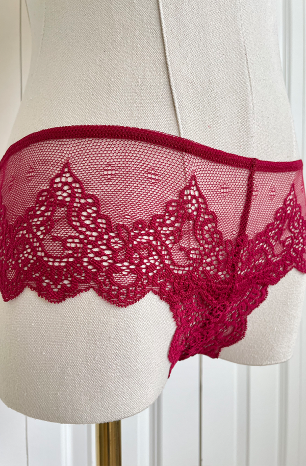 only hearts so fine lace coucou culotte briefs styled on a dress form