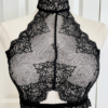 only hearts so fine lace halter cami top in black sheer lace (styled on a mannequin)