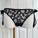 front view of the only hearts isabel embroidered black lace bikini brief