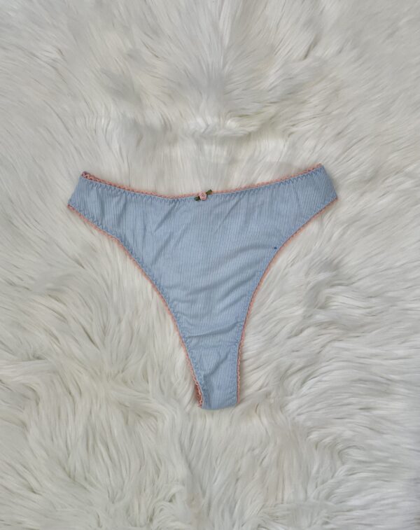 kilo brava high leg rib thong in powder blue and whisper peach