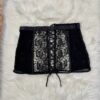 Kilo Brava Black Floral Embroidery Lace-up Skirt + G-String - Image 7