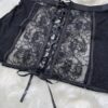 Kilo Brava Black Floral Embroidery Lace-up Skirt + G-String - Image 5