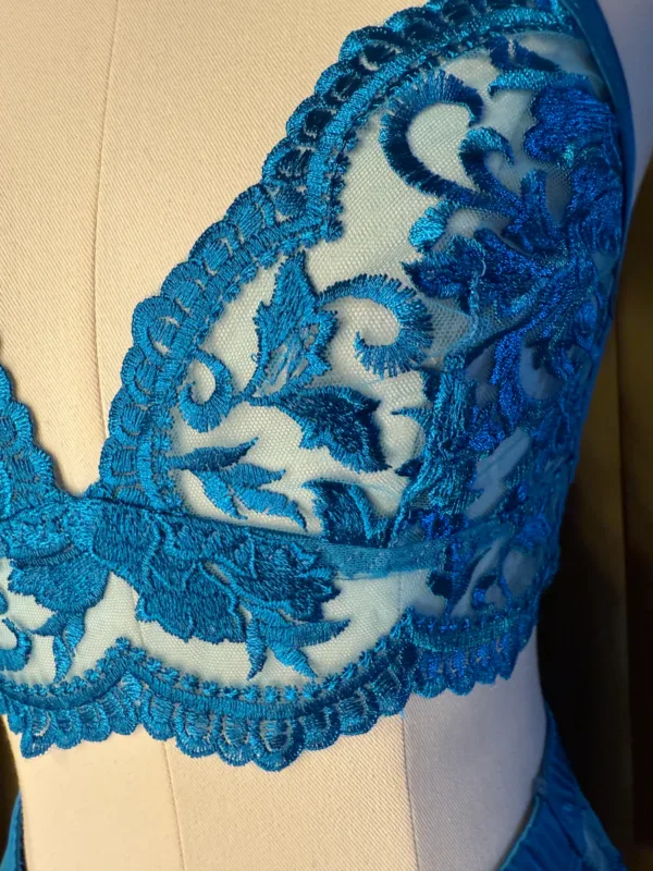 kilo brava embroidered longline bralette in Hawaiian blue