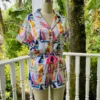 Satin Shortie PJ Set in Sail Away displayed on a mannequin, featuring vintage sailboat print, pink piping, and silky simulated silk fabric.