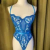 Kilo Brava Underwire Bodysuit in Hawaiian Blue Embroidery - Image 3