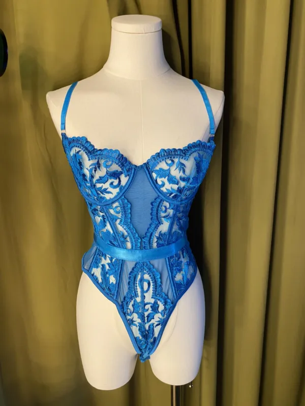 Kilo Brava Underwire Bodysuit in Hawaiian Blue Embroidery - Image 3