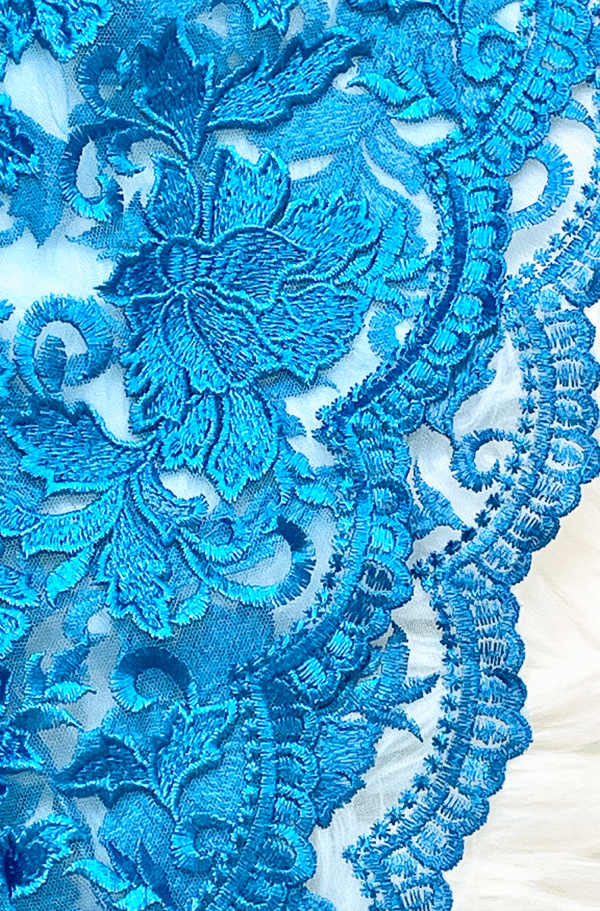 kilo brava blue embroidered lace - Hawaiian blue - fabric close up