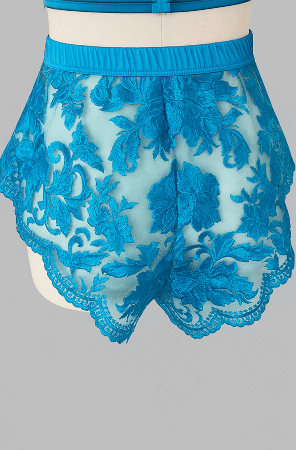 Kilo Brava Embroidered Lace Tap Shorts in Hawaiian Blue - Image 3