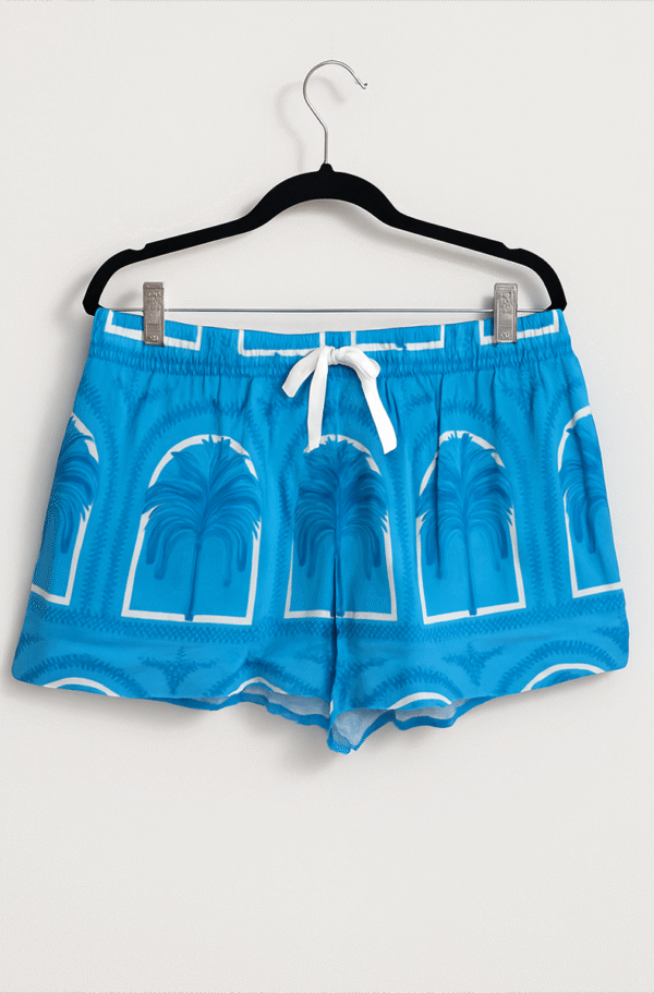 front view of kilo brava cotton pj shorts in resort palms print