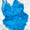 flatlay image of kilo brava eyelash lace teddy in Hawaiian blue - pictured on a mannequin